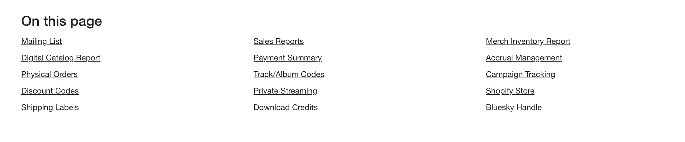 Physical orders section in Bandcamp Sales Reports